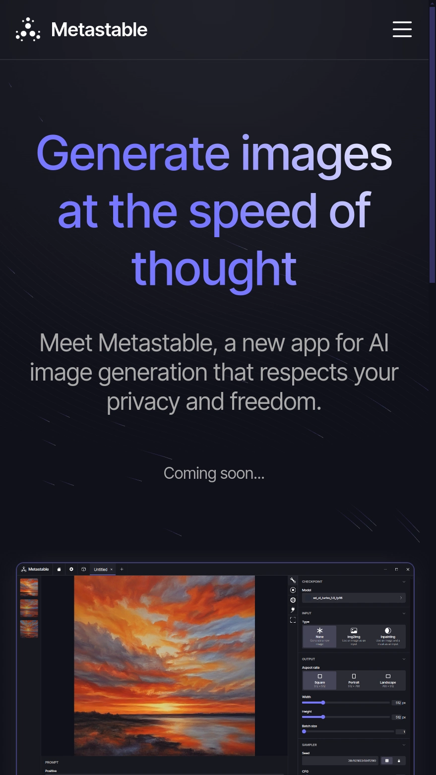 screenshot of metastable - mobile